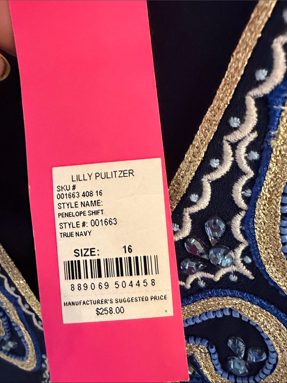 Lilly Pulitzer Navy Sleeveless Embroidered V-Neck Mini Dress - Picture 4 of 5
